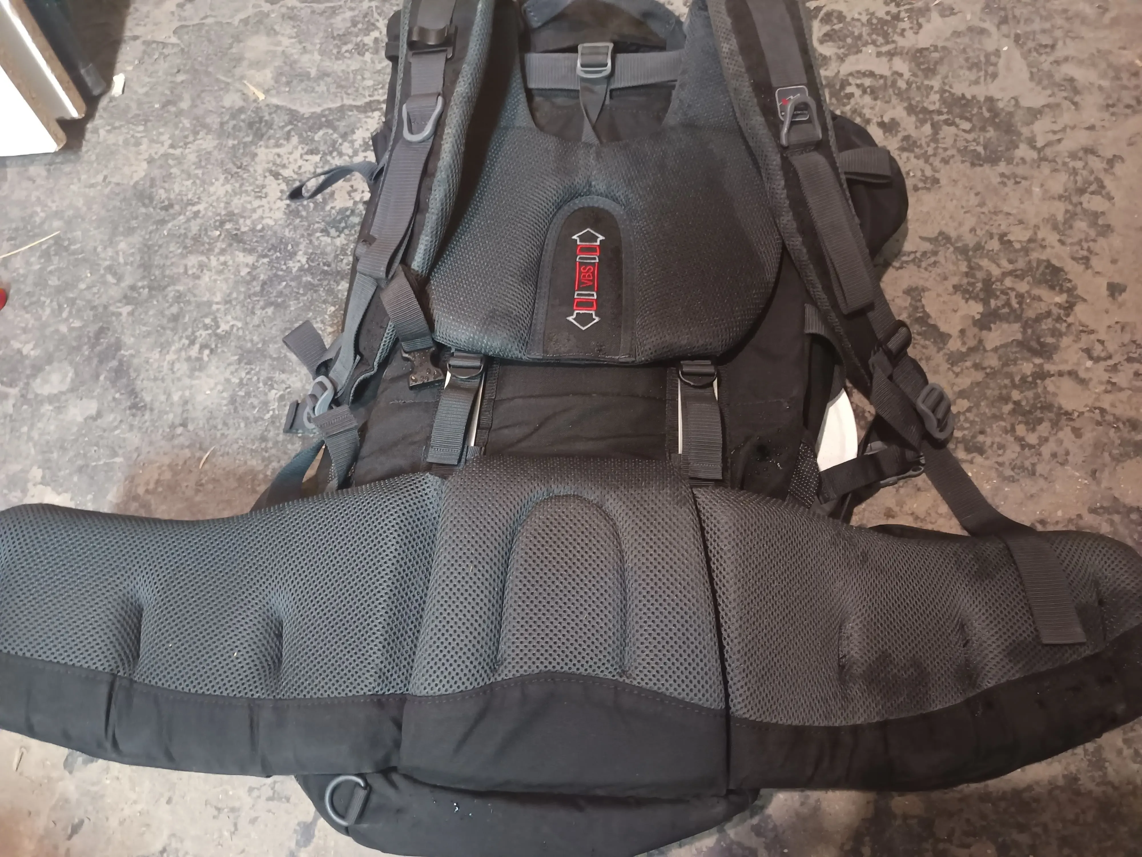 A 60-liter hiking backpack