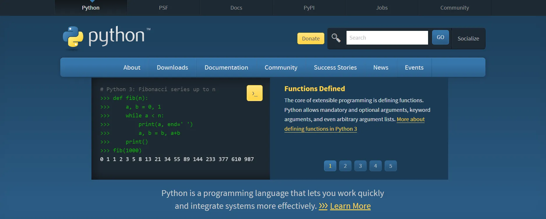 Python Official Website download page